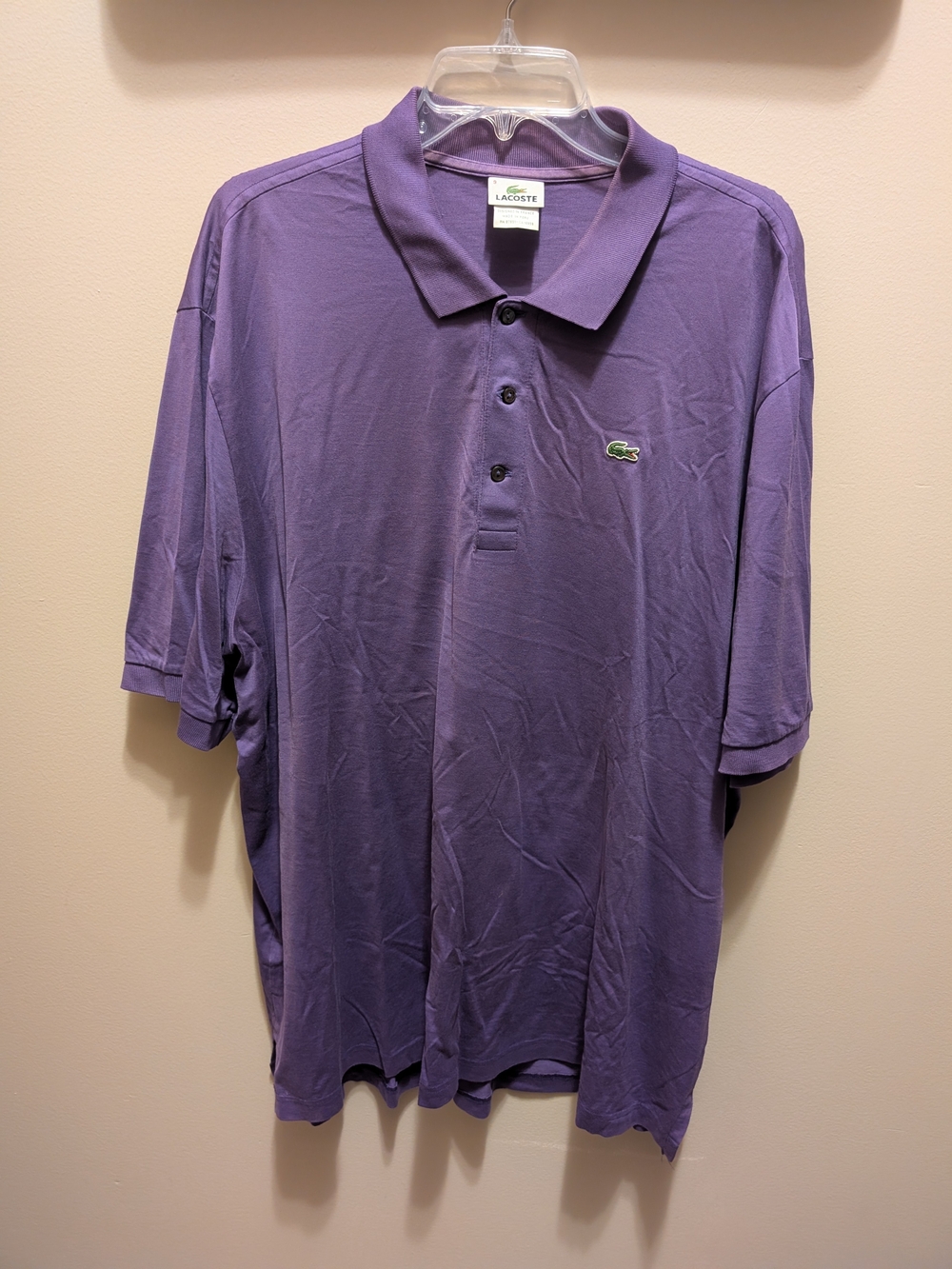 Lacoste Men’sPurple Polo Shirt with Green Crocodile